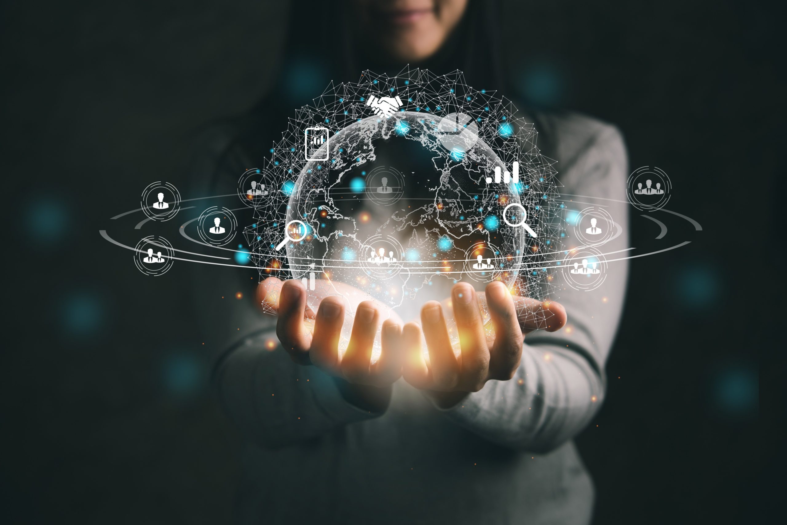 Person holding world of data