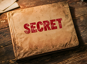 A mysterious confidential folder with a document marked "SECRET" A mysterious confidential folder with a document marked "SECRET"