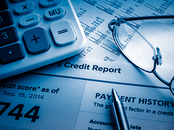 credit report on the desk. credit report on the desk.