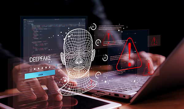 Deepfake concept ,Facial tracking, detection and recognition tec Deepfake concept ,Facial tracking, detection and recognition technology, Security system. Cyber security and Security password login online concept.