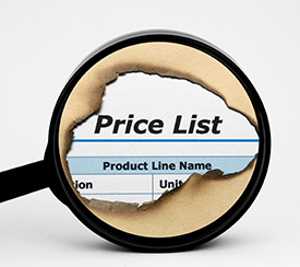 Price list search Price list search in magnifying glass graphic