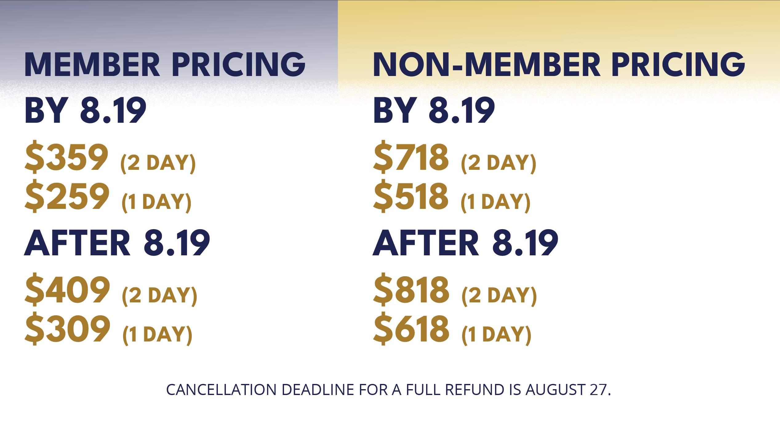 St. Louis Credit Conference Price List