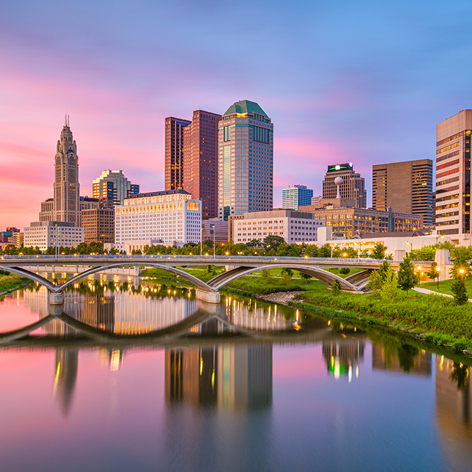 Columbus, Ohio, USA skyline on the Scioto River.